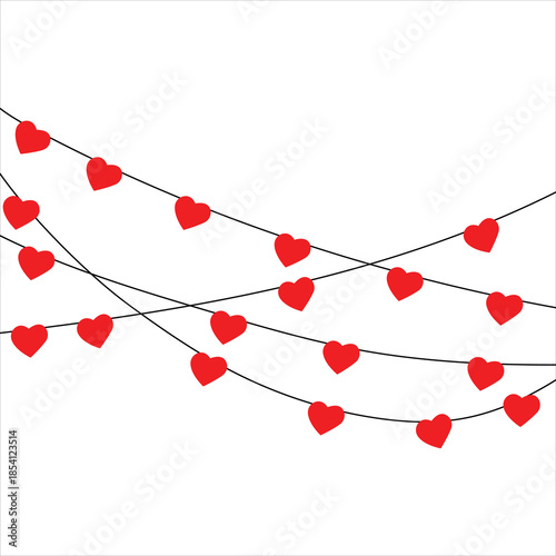 Red Heart Garland Decoration for Valentine's Day Vector