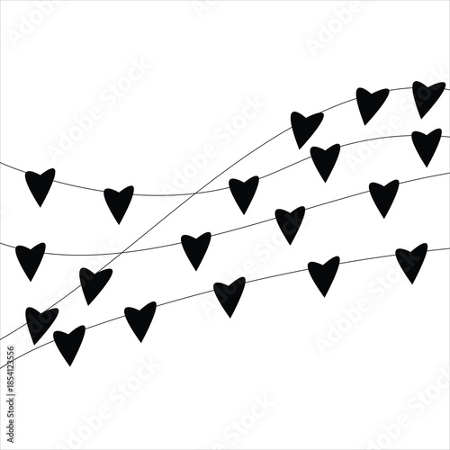 Minimal Black Heart Garland Bunting Background