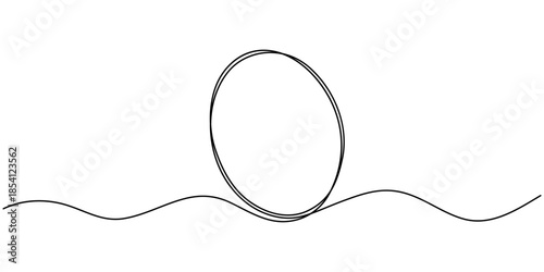 Teal oval sign mockup isolated continuous one line drawing