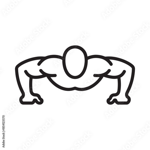 Simple line drawing of a person performing a push up exercise