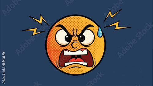 Angry Emoji Face with Sweat and Lightning.