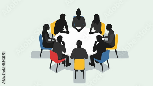 Group of People Sitting in Circle.