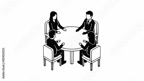 Three Business Professionals in Meeting Discussion.
