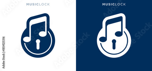 Illustration vector Combination music lock logo with clock  note for time management. Ideal for music or event planning business graphics.