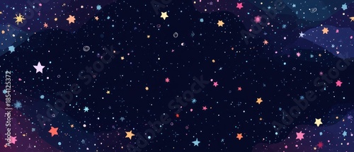 Colorful stars illustration on dark background for various design projects