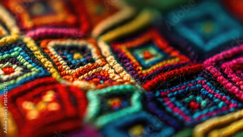 Close Up of Vibrant Colorful Crochet Pattern