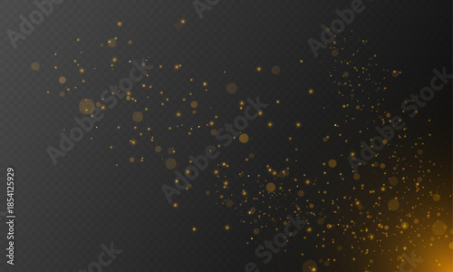 Bright magical sparkles spread gently. Glowing particles form an elegant Christmas light effect over a transparent background. Fairy dust shimmer designed as clean vector PNG.