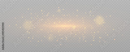 Magical light dust sparkles softly. Floating particles create a festive Christmas glow on a transparent background. Shimmering fairy stardust shines as a clean vector PNG.