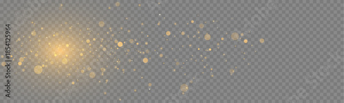 Shiny stardust particles float freely. Bright magical lights create a festive Christmas mood on a transparent background. Clean fairy dust illustration in vector PNG style.