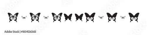Set of beautiful butterfly illustrations and icons for graphic design