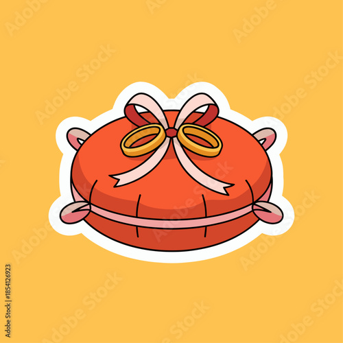 wedding rings on a pillow sticker