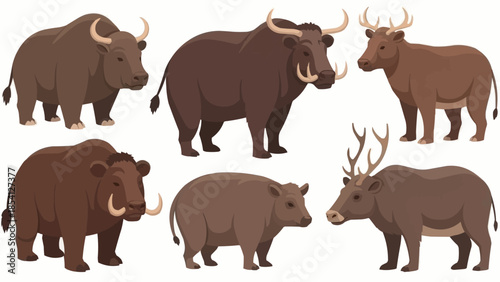 Collection of Various Prehistoric Animals Illustrated.