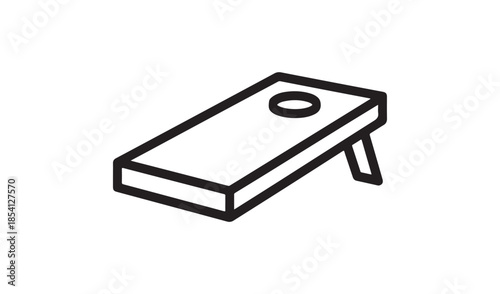 Simple cornhole board game outline icon, outdoor recreational activity vector illustration isolated on white.