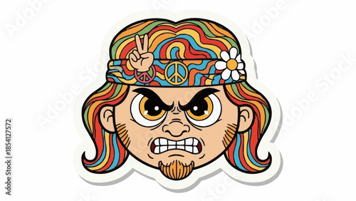 Hippie Character with Peace Sign Headband.