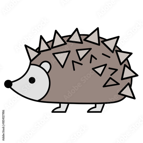 Cute cartoon hedgehog with triangular spikes and a friendly face.