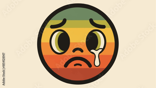 Crying Sad Face Emoji Illustration Design.