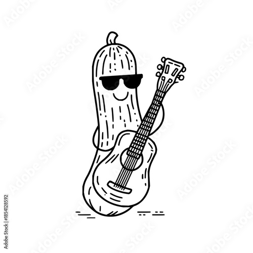 Pickle Playing Guitar with Sunglasses