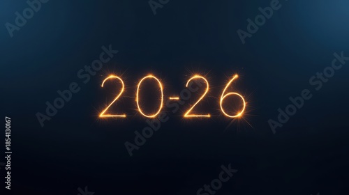 New Year 2026 celebration background with glowing orange sparkler text on a dark navy blue backdrop