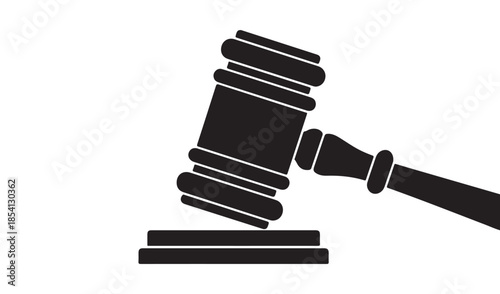 Classic wooden judge gavel silhouette symbol for law justice court proceedings and legal auctions