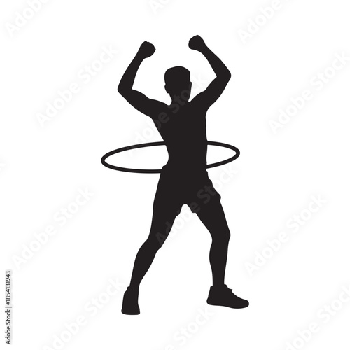 Silhouette of a person hooping with a ring showing active movement