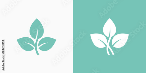 Leaf and twig vector logo design with modern, simple, clean and abstract style.