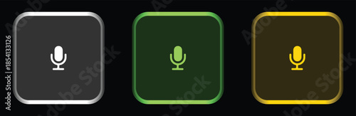 Microphone icon buttons in different colors representing various states for voice input functionality