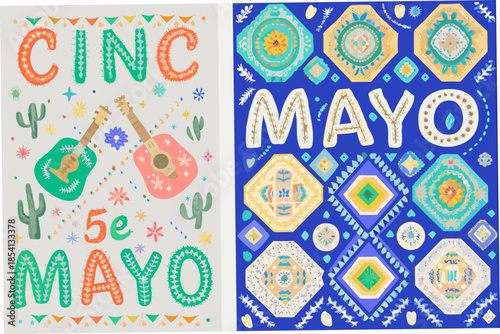 Festive cinco de mayo illustration with traditional symbols and vibrant colors