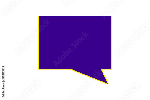 Purple Speech Bubble Label Shape with Yellow Outline Isolated on Transparent Background