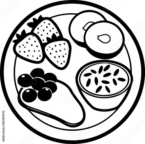 SVG vector illustration of healthy food for fat reduction.Healthy Eating Plate with Varied Food Groups