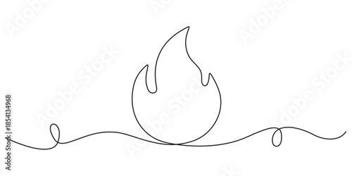 Continuous One Single Line Drawing of Fire, Minimalist Flame Art, Single continuous one line drawing  Trending Flame Symbols