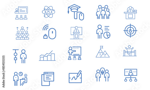 Modern Recognition Success Line Icon Collection. Professional minimal reward, achievement, and medal symbols vector pack  business financial graphics.