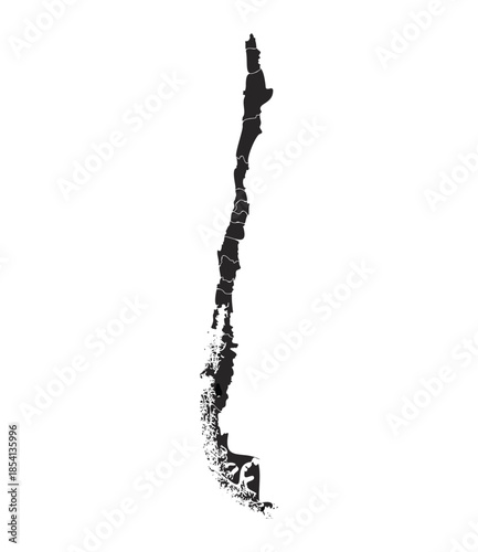 Chile Map Silhouette Isolated on White Background