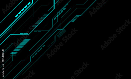 Abstract blue technology futuristic curcuit cyber geometric dynamic on black blank space design modern background vector