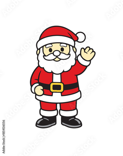 Cute Santa Claus cartoon character illustration in flat vector style. Isolated Christmas mascot design suitable for holiday decoration, greeting cards, children illustrations, stickers, prints.