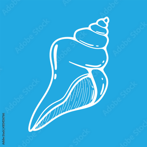 Artistic Marine Life Shell Doodle Collection with Bright Lines
