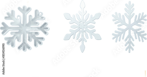 Crystal ice snowflake PNG. Transparent frozen glass Christmas decoration isolated. Winter New Year vector design

