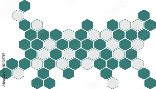Abstract geometric honeycomb background with teal and gray hexagonal cell pattern vector illustration
