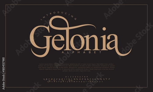 Gelonia, typography beauty fashion elegant minimalist serif italic fonts decorative wedding vintage retro logos. Minimal luxury font alphabet logo. Vector illustration