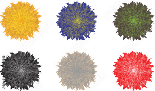 Collection of colorful flowerlike shapes