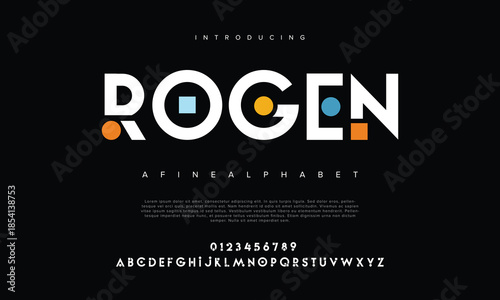 Abstract digital technology logo font alphabet. Minimal modern urban fonts for logo, brand etc. Typography typeface uppercase lowercase and number. vector illustration