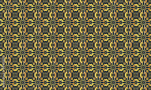 Premium navy blue and gold seamless geometric pattern, luxury art deco style ornament for high-end packaging.