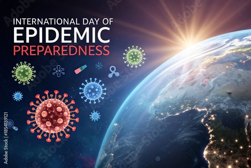 Global epidemic preparedness concept showing Earth protected from viruses.