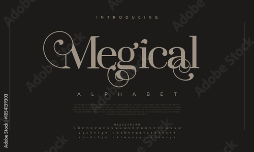 Megical, typography beauty fashion elegant minimalist serif italic fonts decorative wedding vintage retro logos. Minimal luxury font alphabet logo. Vector illustration