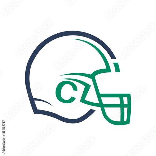 Modern football helmet logo with bold green C Ideal for sports team branding youth league athletics college championship