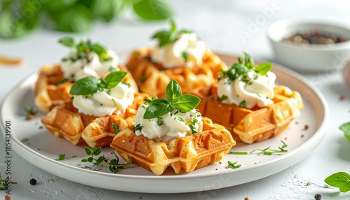 Mini-Waffeln herzhaft mit Frischkäse & Kräutern