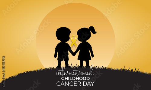 International Childhood Cancer day is observed every year on February 15. This day global awareness and hope for children affected by cancer. Banner poster, flyer and background design template.