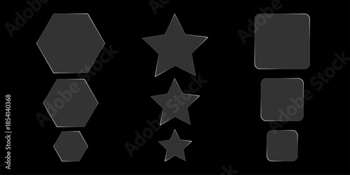 Futuristic transparent glass frames for website landing page. Digital banners UI templates design
