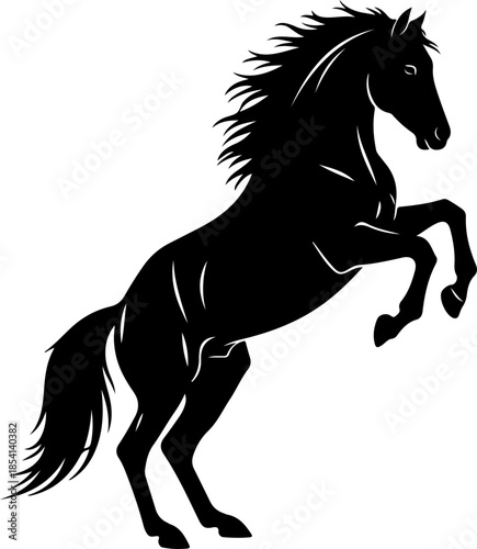 Rearing Black Horse Silhouette Vector Illustration
