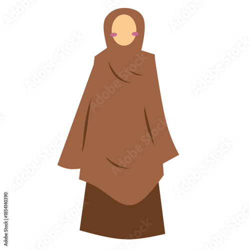 Illustration of Woman Wearing Brown Hijab