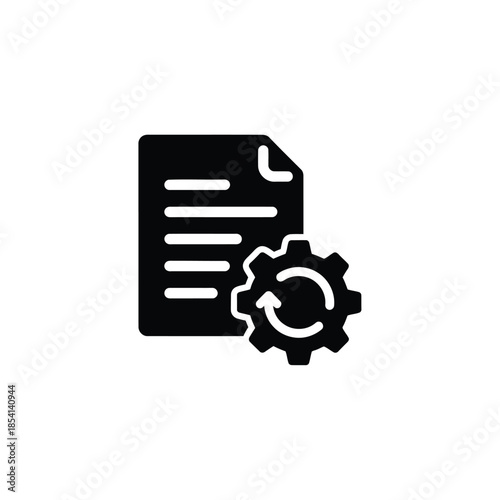 Blockchain Self Executing Document Icon. Automated Smart Contract Agreement. Smart Contract Automation Gear.